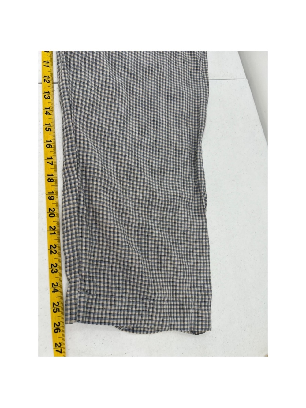 Deiji Studios Linen Ease Trouser in Field Check Large - Picture 10 of 15